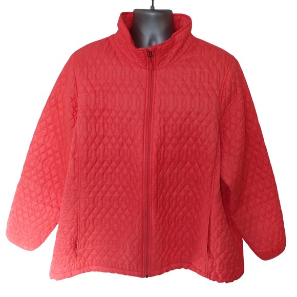 Lands' End Jackets & Blazers - Lands' End Quilted Permaloft Jacket Women 3X full Zip Lightweight WARM Orange